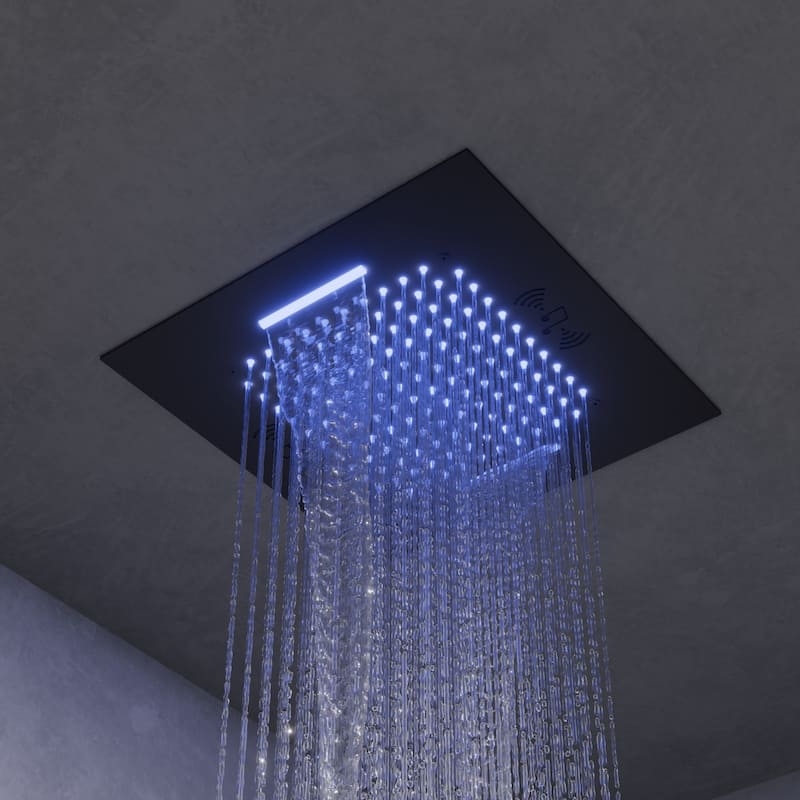 GRANDJOY LED Music Shower System 20"& 10" Dual Shower Heads with Handheld Shower