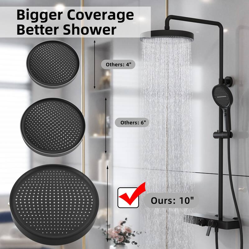 Modland 3-Function Wall Mount Shower System with Tub Spout 10.8" Rainfall Shower & Handheld Shower
