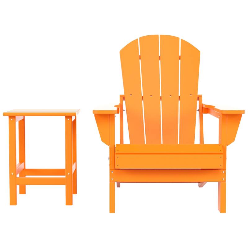 POLYTRENDS Laguna All Weather Poly Outdoor Patio Adirondack Chair - with Round Side Table (2-Piece)