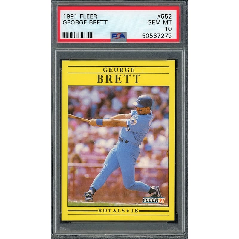 George Brett 1991 Fleer Baseball Card #552 Graded PSA 10 GEM MINT - 8'6" x 11'6"