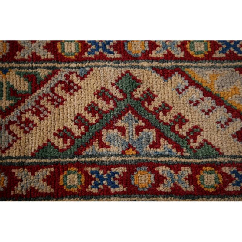 Geometric Kazak Runner Rug Handmade Wool Carpet - 2'7" x 19'4"
