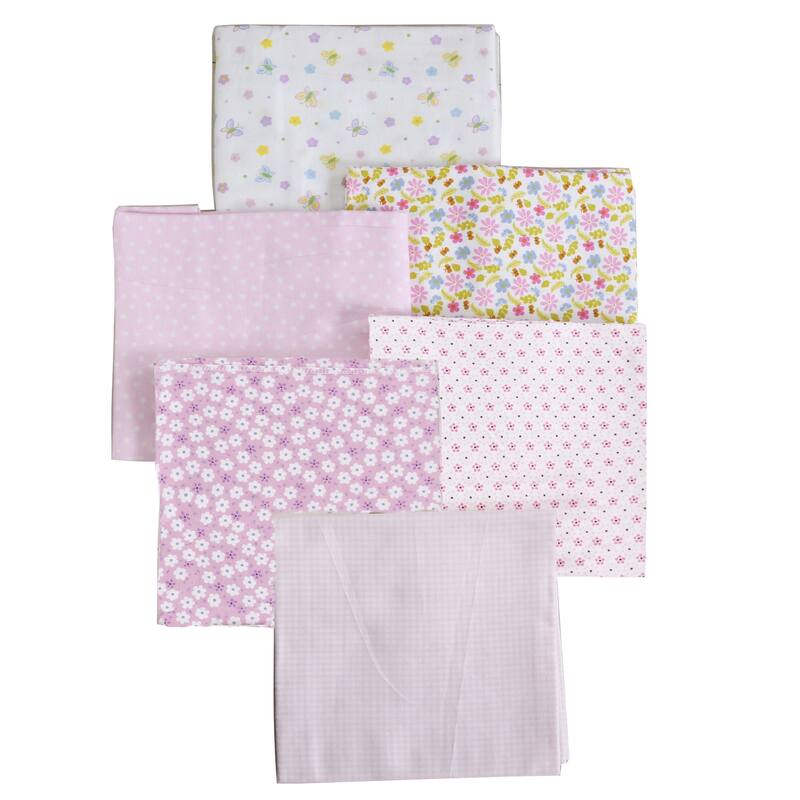 Cozy Line 6Pack Pink Floral Butterfly Dot Baby Girl Cotton Flannel