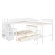 preview thumbnail 3 of 14, White Twin over Full Size Solid Wood L-Shaped Bunk Bed With 3 Drawers, Ladder and Staircase