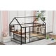preview thumbnail 37 of 72, Twin/Full Size Metal House Bed with Desk and Shelves, House Floor Bed Frame with Power Outlets and USB Ports