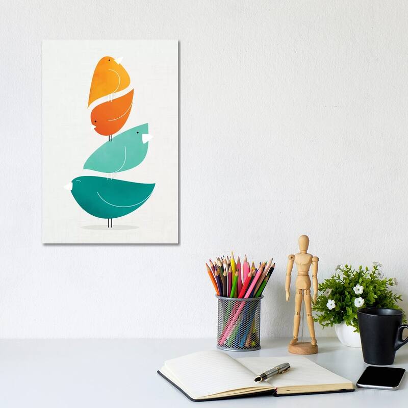 iCanvas "Bird Stack II" by Modern Tropical Canvas Print - 12x8x0.75