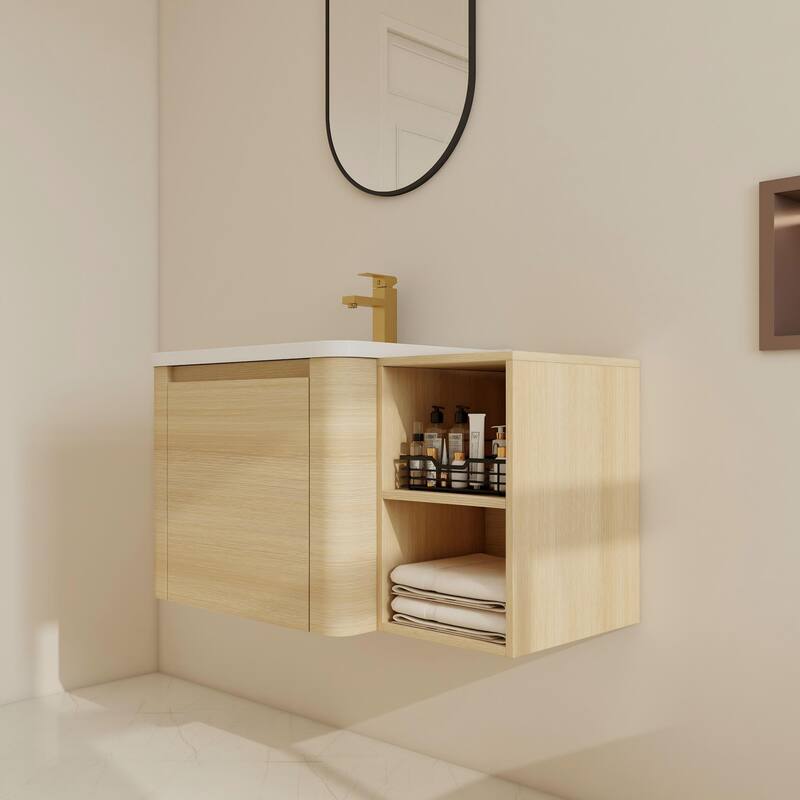 BNK 24''/28''/36''/40''/60''/68'' Bathroom Vanity With Sink, Floating Bathroom Vanity with Soft Close Doors and Shelf