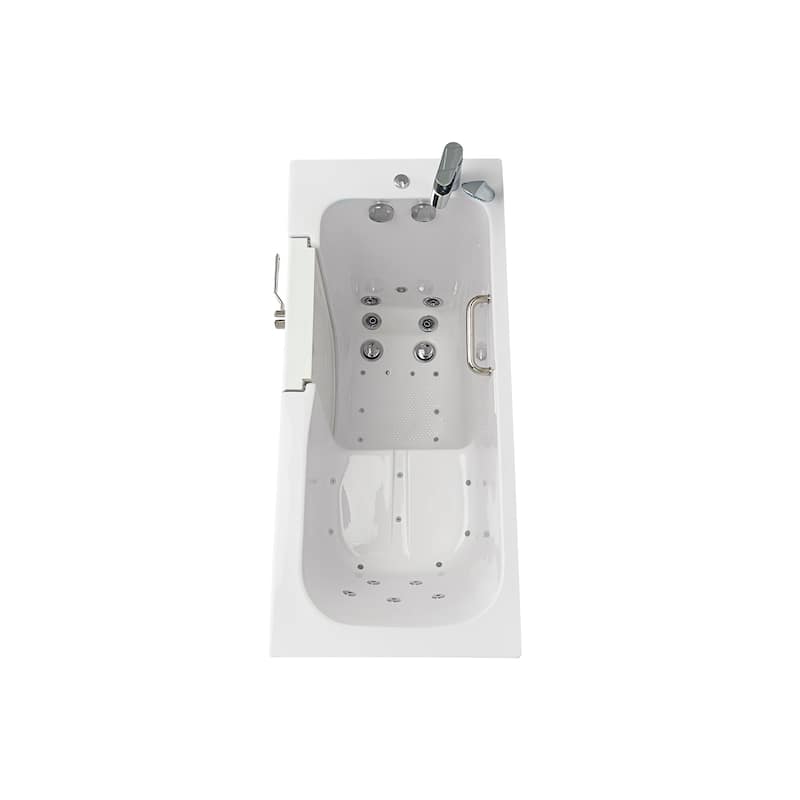Ella Lounger 27"x60" Acrylic Hydro Massage Walk-In Bathtub with Outward Swing Door, 2 Piece Fast Fill Faucet, 2" Dual Drain