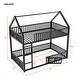 preview thumbnail 9 of 18, Metal House-Shaped Bunk Bed with Fence and Door, Twin Over Twin Floor Bunk Bedframe with Roof Design and Guardrails