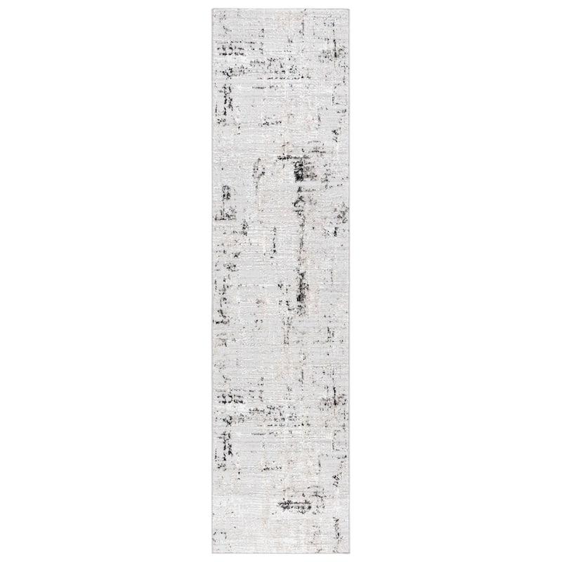 SAFAVIEH Parker Denise Glam Abstract Rug - 2' x 8' Runner - Light Grey/Black