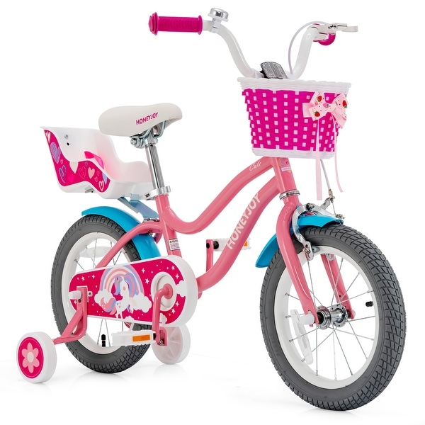 Honeyjoy 14 Inches Kids Bicycle w Training Wheels Basket for