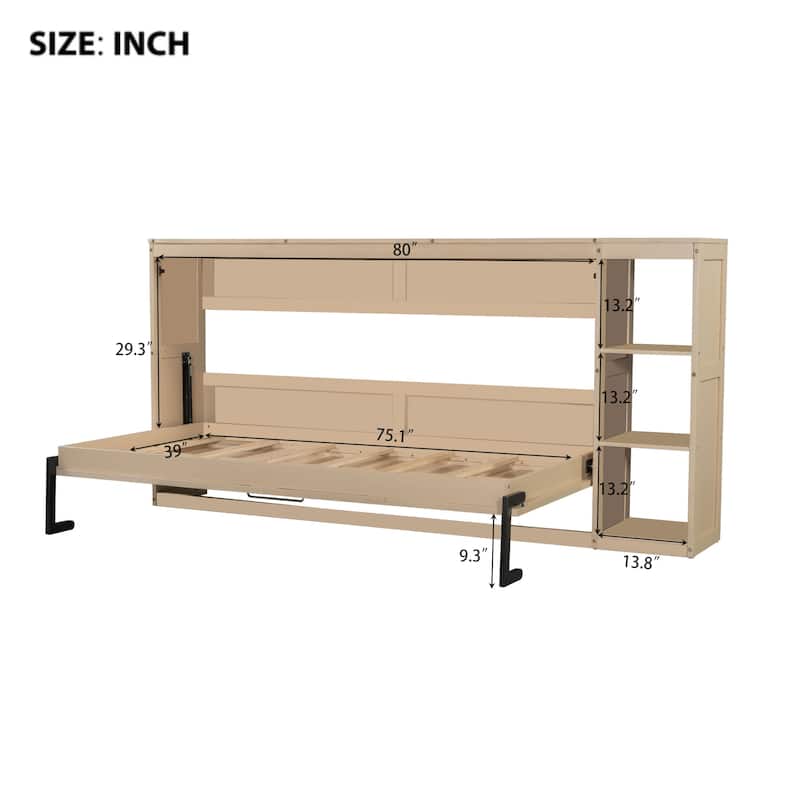 Murphy Bed with Bookshelf for Samll Space, Full/Twin Size
