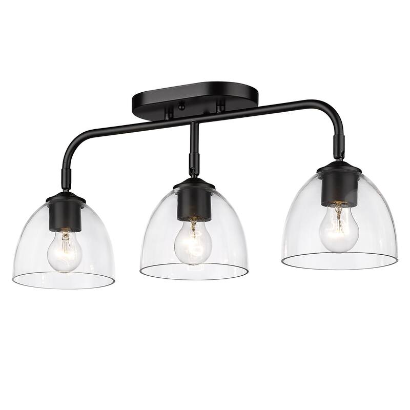 Roxie 3 Light Semi-Flush - Matte Black with Clear Glass