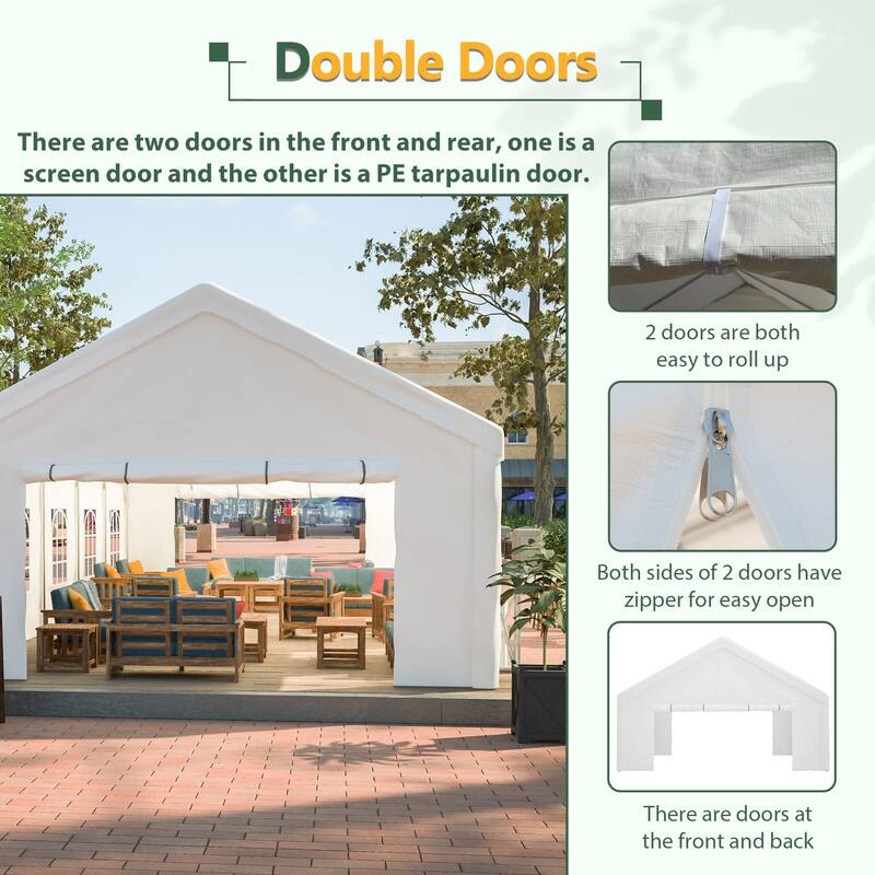 16x32FT Party Tent Canopy with Removable Walls for Weddings, BBQs and Outdoor Events - 388.78"L x 191.9"W x 133.15"H
