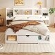 preview thumbnail 2 of 13, Queen Size Wood Platform Bed with Multi-storage Headboard and a Drawer