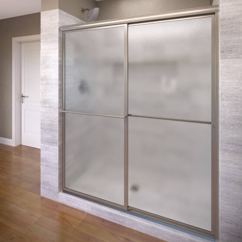 Basco Basco Deluxe 64.5" High x 56" Wide Bypass Framed Shower Door - Brushed Nickel