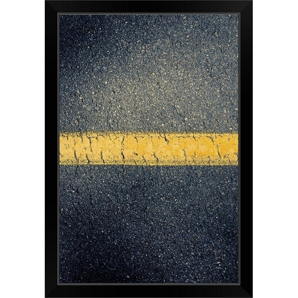 "High angle view of stripe in road" Black Framed Print