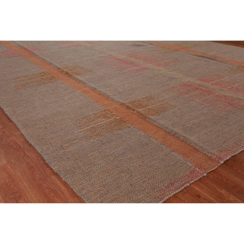 Hand Woven Oriental 100% Jute Carpet Southwestern Modern Brown Kilim Area Rug - 10' 4'' X 8' 2''
