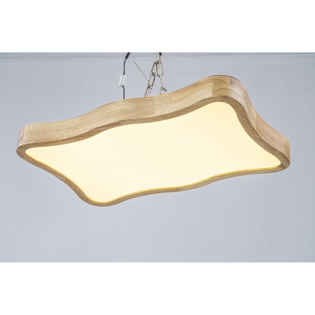 1-Light Farmhouse Integrated LED Flush Mount Ceiling Light - Wood