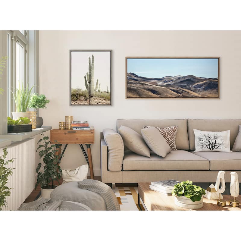 Kate and Laurel Sylvie Sunrise Cactus Framed Canvas by Amy Peterson