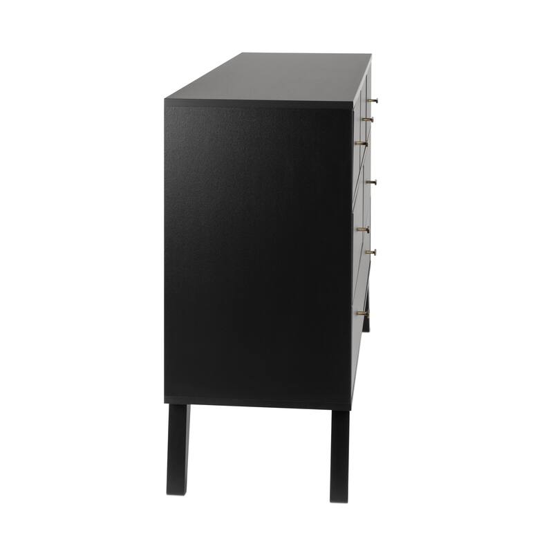 Prepac Milo Mid-Century Modern 7 Drawer Double Dresser for Bedroom, Chest of Drawers, Contemporary Bedroom Furniture