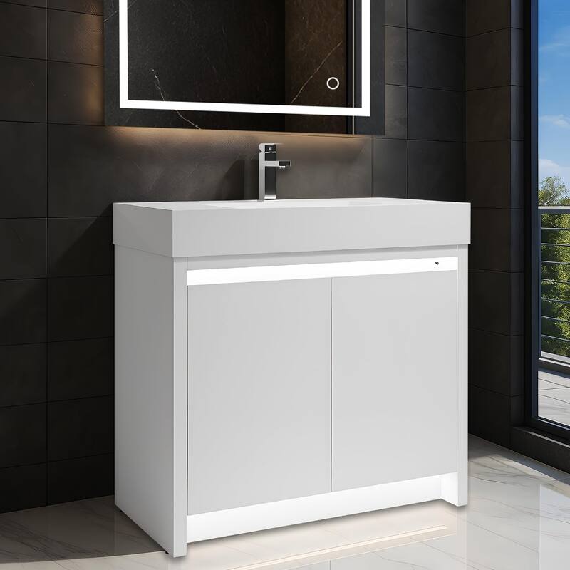 Blossom 48" All Wood Freestanding Bathroom Vanity with Acrylic Sink - 36" - Glossy - Glossy White