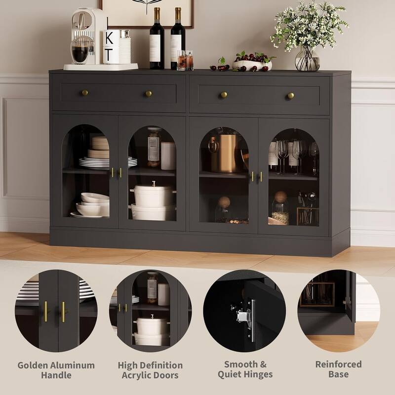 55" Modern TV Stand, Sideboard Buffet Cabinet with Storage for Dining Room, Living Room - N/A