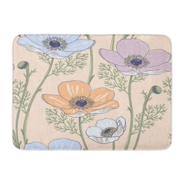 Shop Background Vector Floral Seamless Pattern With Blooming Anemone Flowers Botanical Doormat Floor Rug Bath Mat 23 6x15 7 Multi On Sale Overstock 31780731