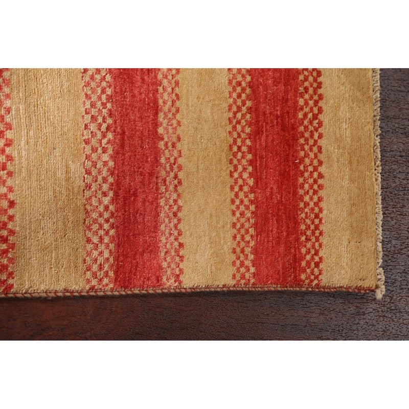 Striped Contemporary Gabbeh Kashkoli Wool Area Rug Hand-knotted Carpet - 2'10" x 4'10"