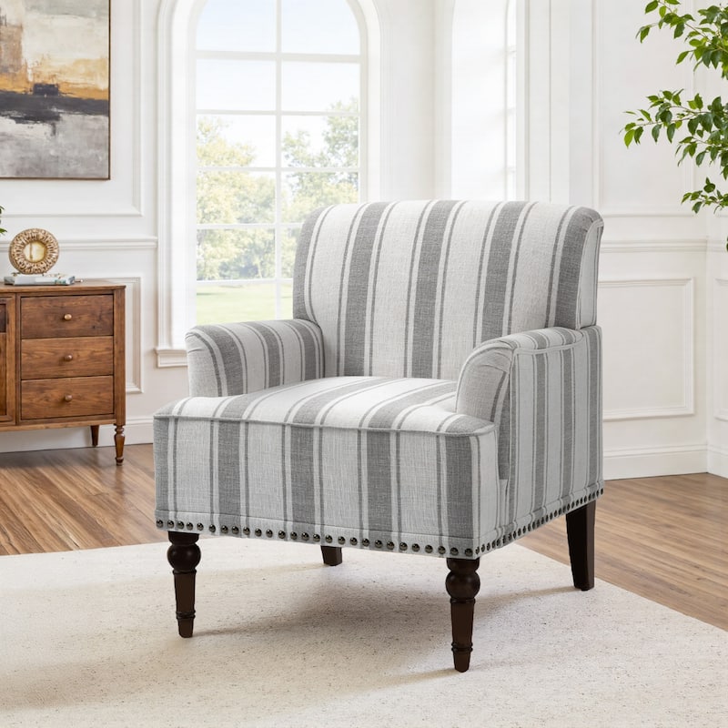 Modern Striped Accent Chairs with Arms