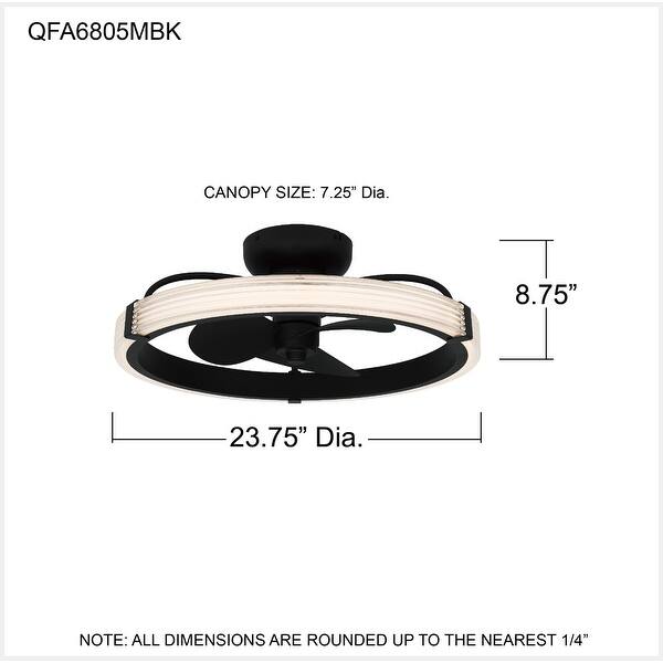 Elrod Integrated LED Matte Black Ceiling Fan Light