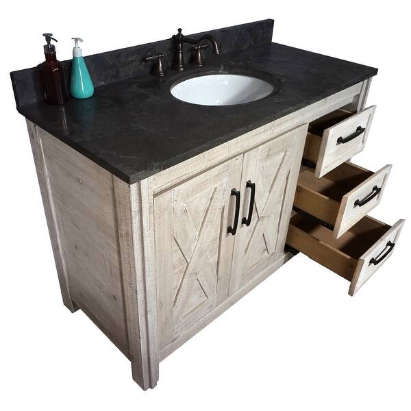 49 Special Edition Solid Fir Wood Single Bathroom Vanity In Sawed Pattern Design And Handpainted White Color With Marble Top Overstock 32480373