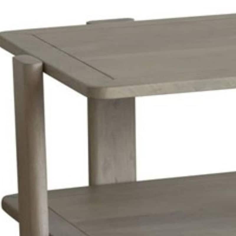 HomeRoots 45" Natural Solid Wood Distressed Coffee Table With Shelf - 44.50 in. x 18.00 in. x 26.50 in.