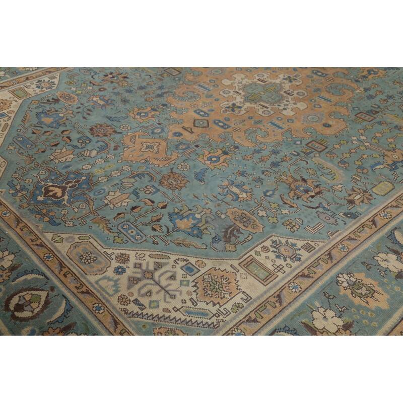 Geometric Tabriz Persian Vintage Area Rug Handmade Bedroom Wool Carpet - 8'0"x 11'0"