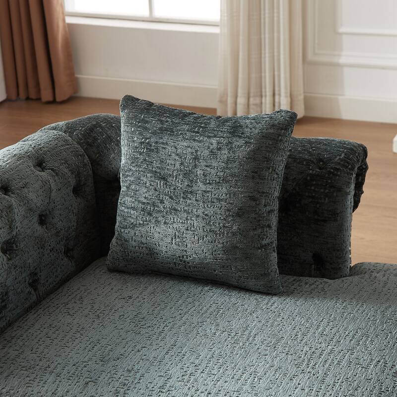 81" Button Tufted Sleeper Sofa Bed with Nailhead and Pillows