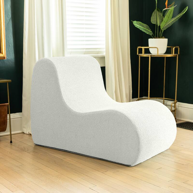 Jaxx Uptown Modern Armless Accent Chair, Boucle - White