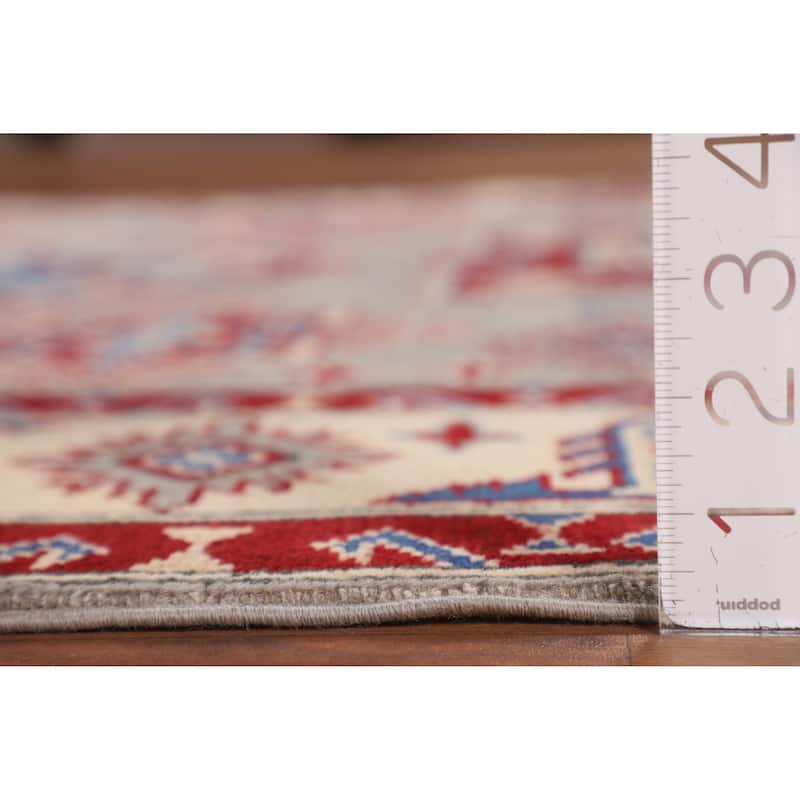 Traditional Grey Kazak Oriental Area Rug Hand-Knotted Wool Carpet - 5'1" x 6'9"
