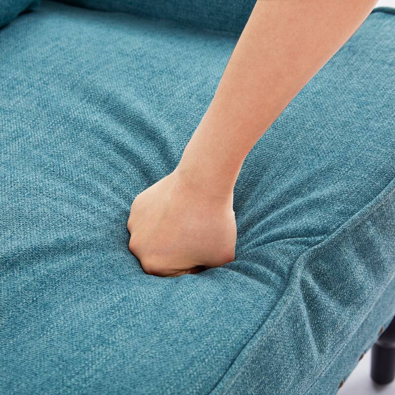 HUIMO Arm Chair Upholstered Button Tufted Accent Chair with Lumbar Pillow Beige/ Grey/ Light Blue/Brown