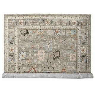 Shahbanu Rugs Artichoke Green Thick and Plush Wool Oushak Design Supple ...