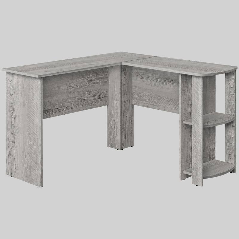 Contemporary 48" L-Shaped Desk with Open & Closed Storage, Space-Saving Corner Desk for Work & Laptop - Grey