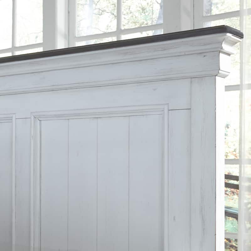 Copper Grove Allyson Park Wirebrushed White Charcoal King Panel Bed