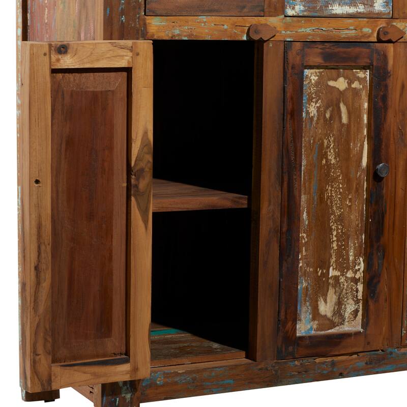 Wood Handmade 3 Door and 3 Drawer Cabinet - Brown - Roche River Decor - 18"Wx36"Lx36"H