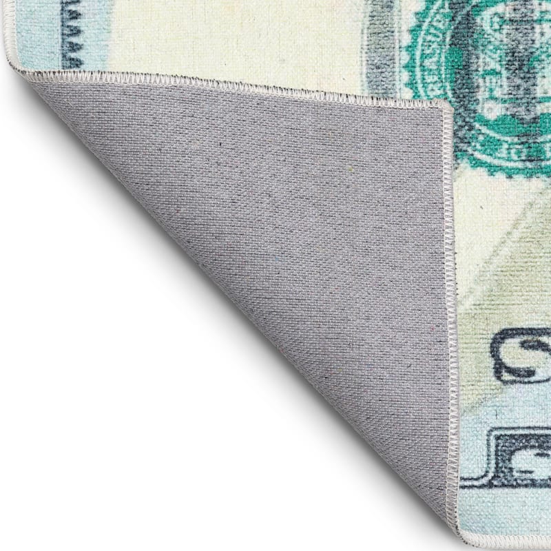 Well Woven Money Dollar Front Novelty Machine Washable Area Rug