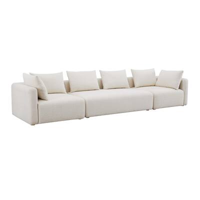 Hangover Cream Upholstered 145" Long Sofa