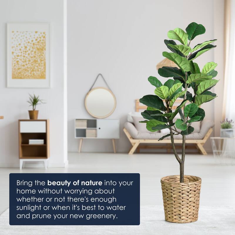 American Art Decor Artificial Faux Tree in White Tapered Ceramic Pot