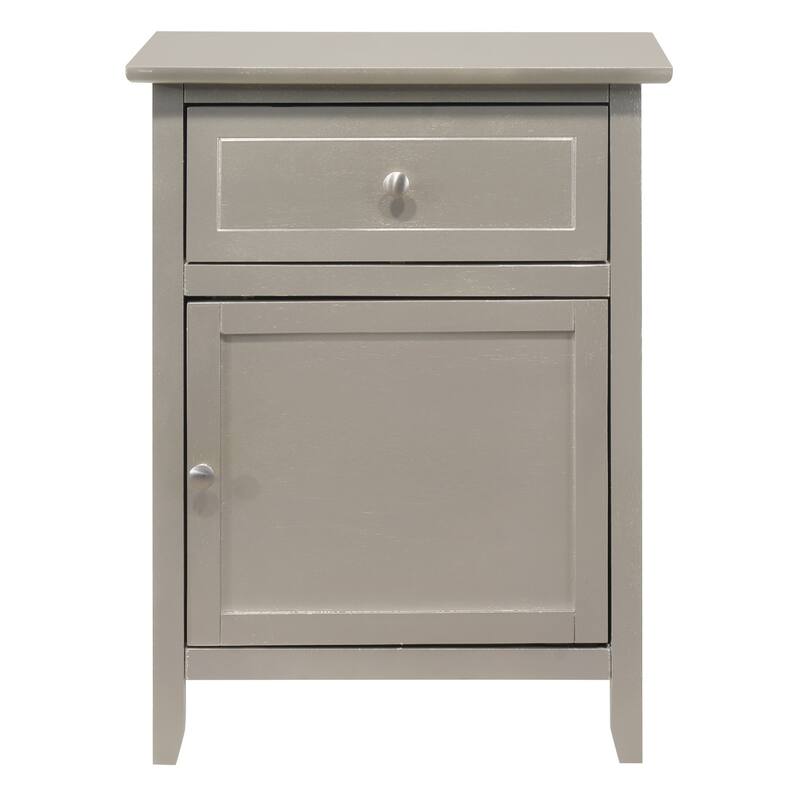 1-Drawer Silver Champagne Nightstand with Modern Classic Design and Storage, 25 Inch Versatile Side Table
