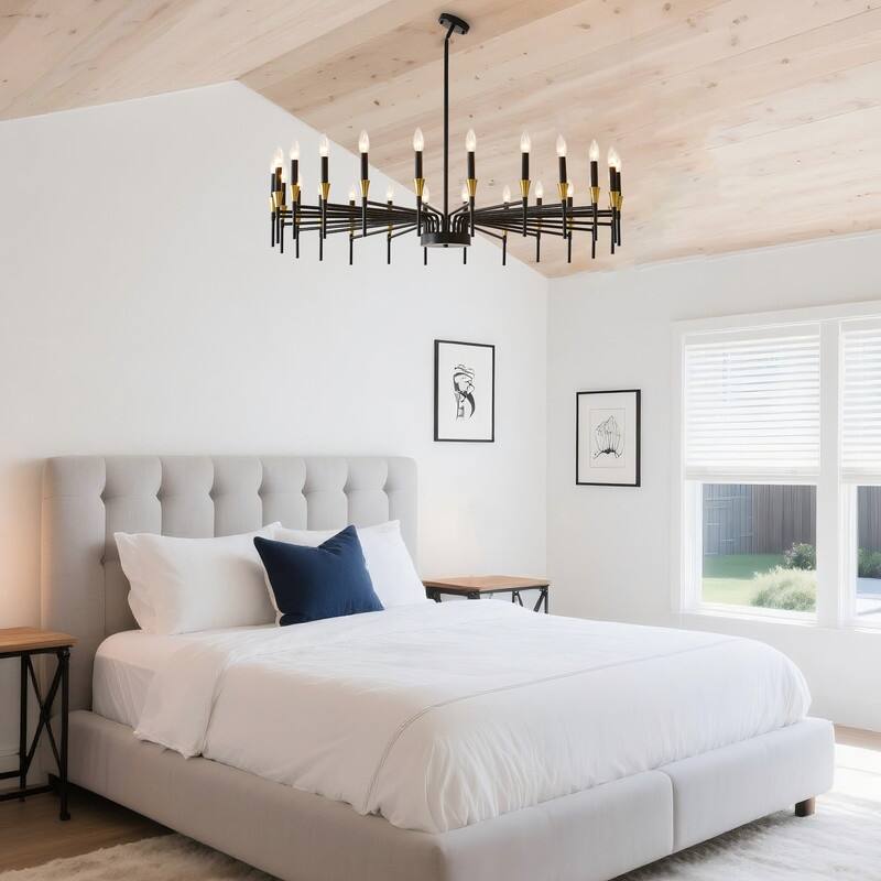 Black Farmhouse Chandelier Modern Candle Chandelier for Dining Room