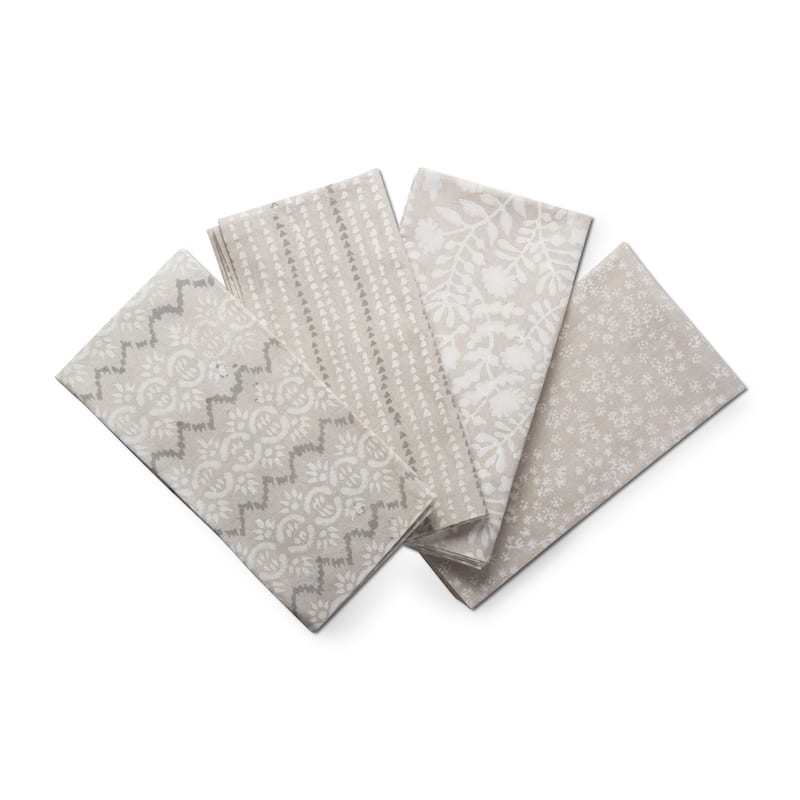 Oasis Block Print Cotton Napkin Set Of 4 - 20 x 20