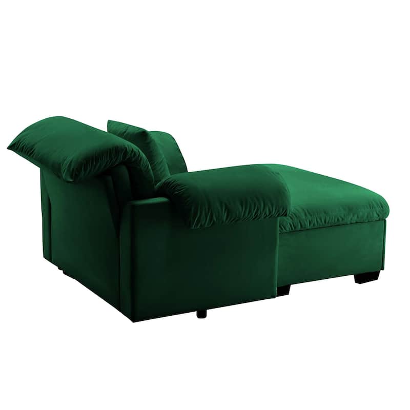 GDFStudio - Moss Velvet Deep Seat Sofa with Storage and 1 Ottoman