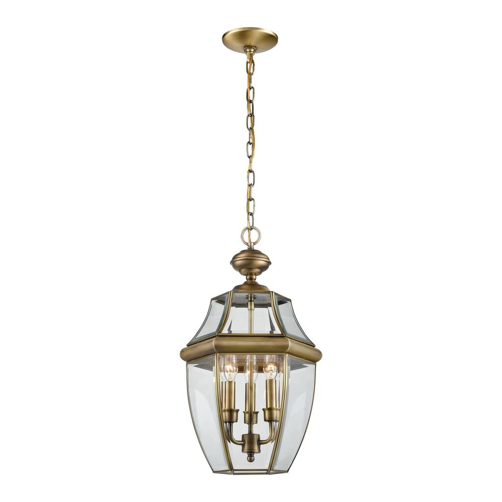 Ashford 12'' Wide 3-Light Outdoor Pendant - Antique Brass