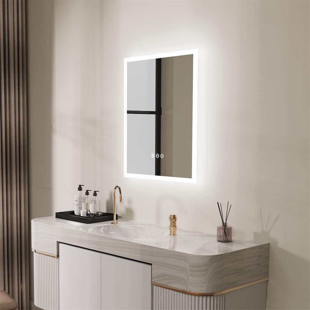 Firm Led Wall Bathroom Mirror w/ 3 Colors Lighting and Anti-fog&Memory
